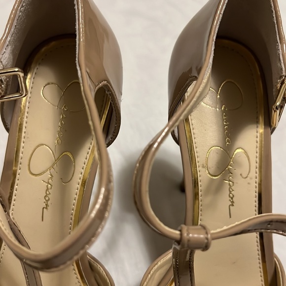 Women’s JESSICA SIMPSON, T-Strap, Open Toe Heels, Tan, Size 8M/38.5 - Picture 5 of 5